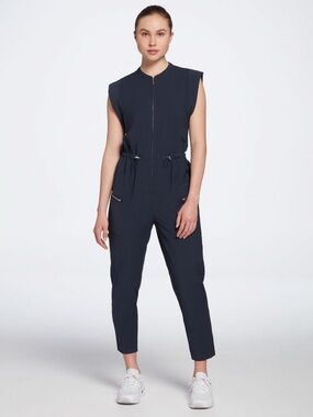 CALIA by Carrie Underwood Navy Sleeveless Zip-Front Jumpsuit Women's XL